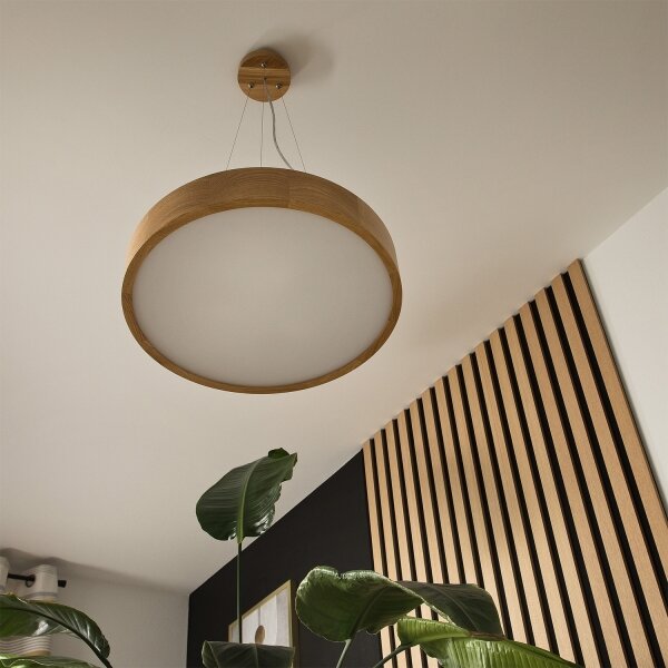 Brilagi - LED RGBW димируем полилей CARVALHO 3xE27/9W/230V Wi-Fi дъб пр. 47,5 см