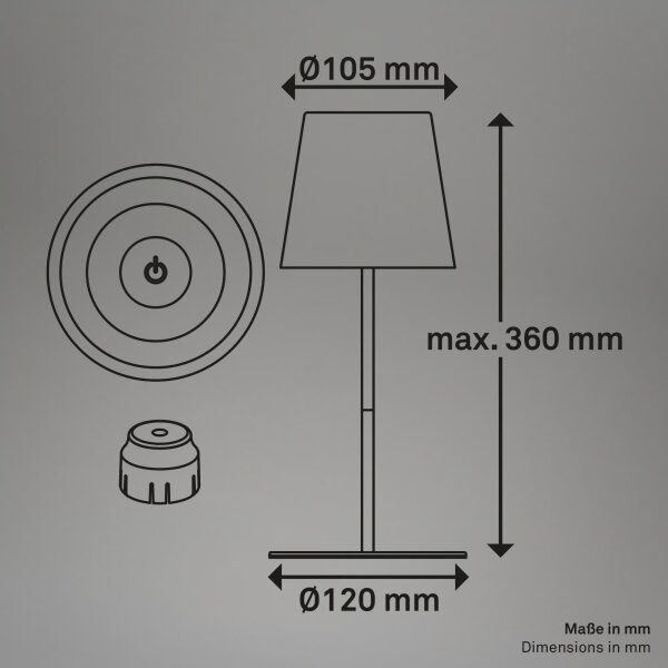 Briloner 7510013-LED RGB Димируема настолна лампа CALIDA 2,5W/5V IP44 1200mAh бронзова