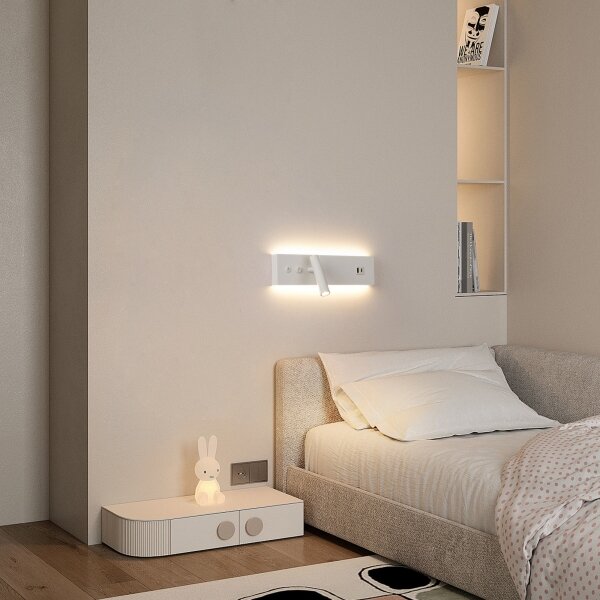 Brilagi-LED Стенно точково осветително тяло с USB порт NOCTIS LED/3W/230V+LED/9W бяло