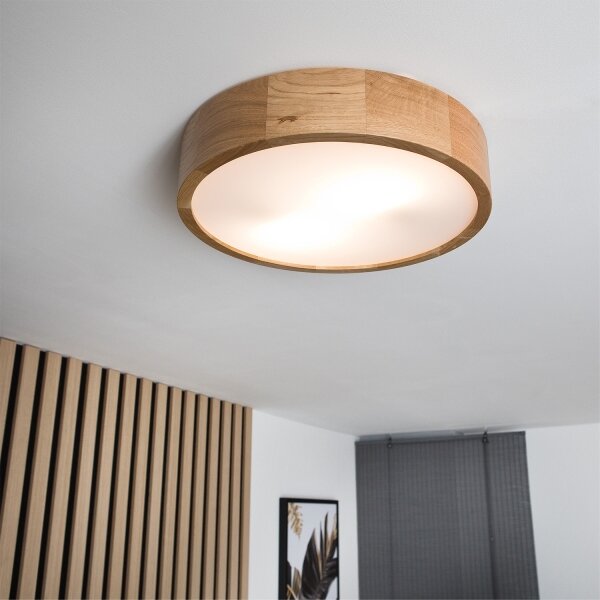 Brilagi - LED RGBW димируема таванна лампа CARVALHO 2xE27/9W/230V Wi-Fi дъб Ø 37,5 см