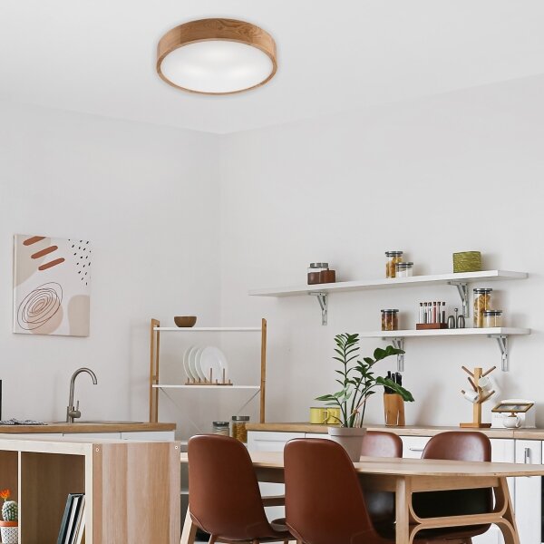 Brilagi - LED RGBW димируема таванна лампа CARVALHO 3xE27/9W/230V Wi-Fi дъб Ø 47,5 см