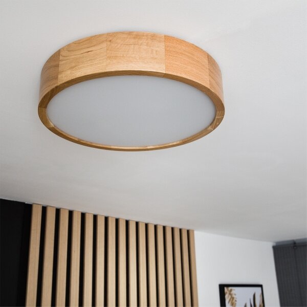 Brilagi - LED RGBW димируема таванна лампа CARVALHO 2xE27/9W/230V Wi-Fi дъб Ø 37,5 см