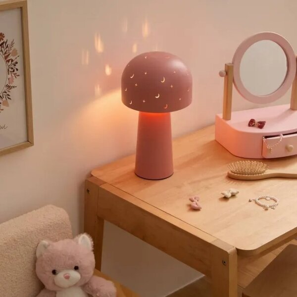 Atmosphera - Детска настолна лампа STARRY MUSHROOM 1xE14/25W/230V розова