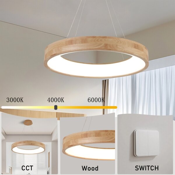 Brilagi - LED полилей на кабел FALCON WOOD LED/40W/230V 3000/4000/6000K 60 см дърво