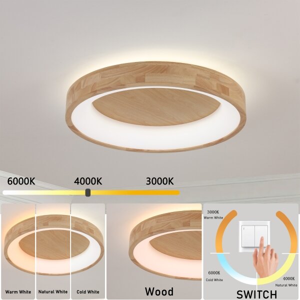 Brilagi-LED Таванно осветително тяло FALCON WOOD LED/40W/230V 3000/4000/6000K 60 см дърво