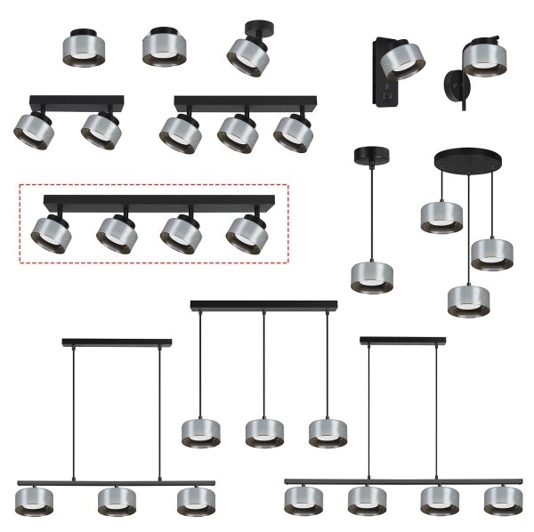 Brilagi - LED Точково осветително тяло AURA LUX 4xGX53/30W/230V černo/димно