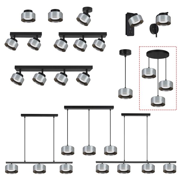 Brilagi - LED Полилей на кабел AURA LUX 3xGX53/30W/230V черен/димчат