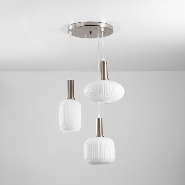 ONLI - Полилей на кабел DOROTY 3xE27/15W/230V бял/лъскав хром