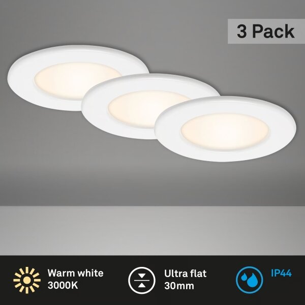 Комплект 3x вградени LED осветителни тела за баня LED/6W/230V 3000K IP44 бели
