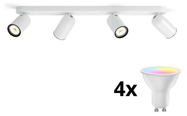Philips - LED RGBW димируемо точково осветително тяло 4xGU10/4,8W/230V3000K бяло + дистанционно управление