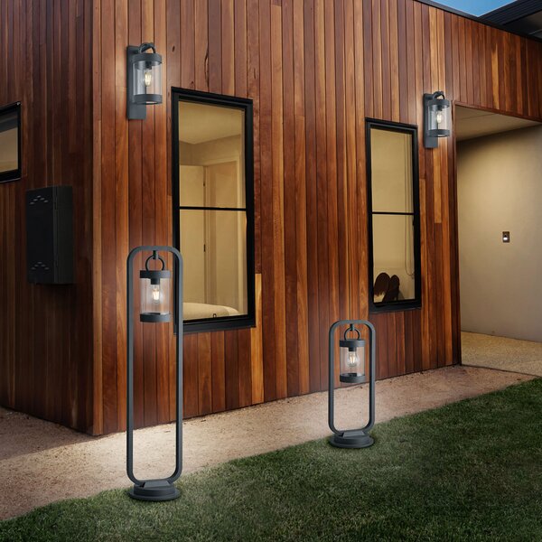 Trio Lighting Външна стенна лампа Sambesi, сензор за здрач, черна, Черен, Метал, Модерен