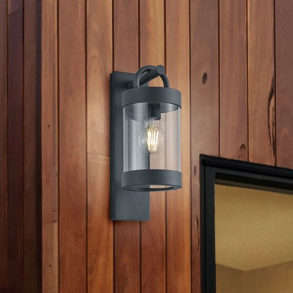 Trio Lighting Външна стенна лампа Sambesi, сензор за здрач, черна, Черен, Метал, Модерен