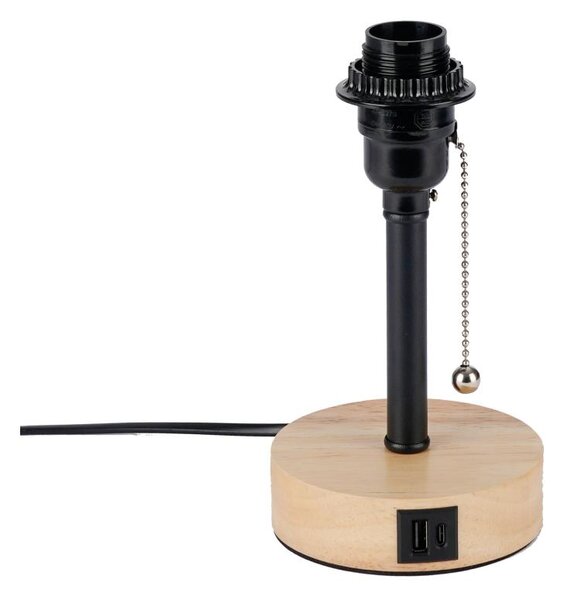 Brilagi - Настолна лампа с USB порт TABLON 1xE27/25W/230V дъб/черен