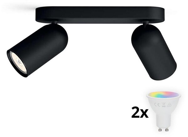 Philips - LED RGBW димируемо точково осветително тяло PONGEE 2xGU10/4,8W/230V черно +с дистанционно управление
