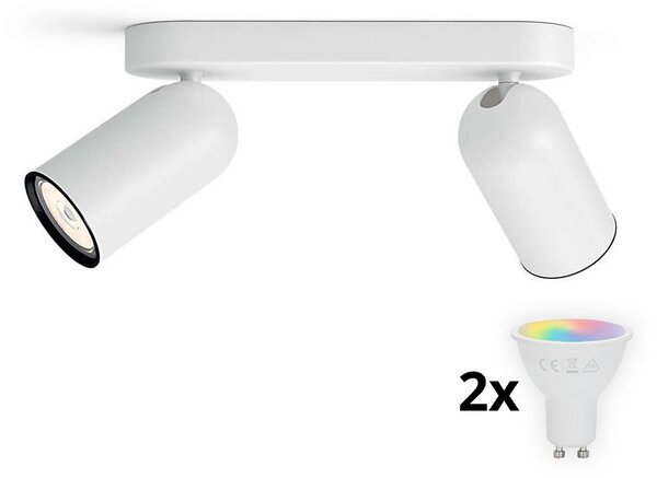 Philips - LED RGBW димируемо точково осветително тяло PONGEE 2xGU10/4,8W/230V бяло + дистанционно управление