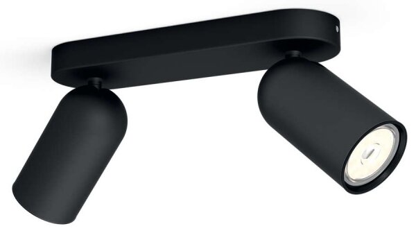 Philips - LED RGBW димируемо точково осветително тяло PONGEE 2xGU10/4,8W/230V черно +с дистанционно управление