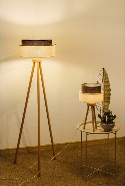 Brilagi - LED подова лампа BOHO стил 1xE27/15W/230V кремава/кафява