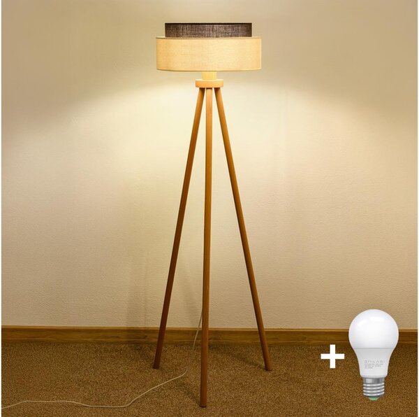 Brilagi - LED подова лампа BOHO стил 1xE27/15W/230V кремава/кафява
