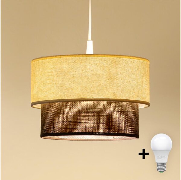 Brilagi - LED полилей на кабел BOHO стил 1xE27/15W/230V Ø 25 см кремав/кафяв