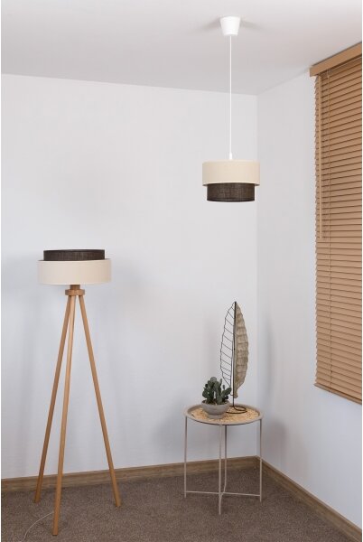 Brilagi - LED полилей на кабел BOHO стил 1xE27/15W/230V Ø 25 см кремав/кафяв