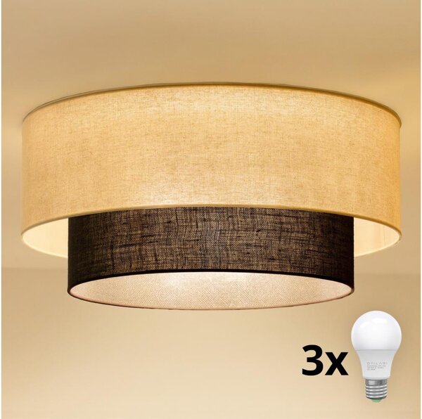 Brilagi - LED таванно осветително тяло BOHO STYLE 3xE27/15W/230V Ø 60 см кремаво/кафяво