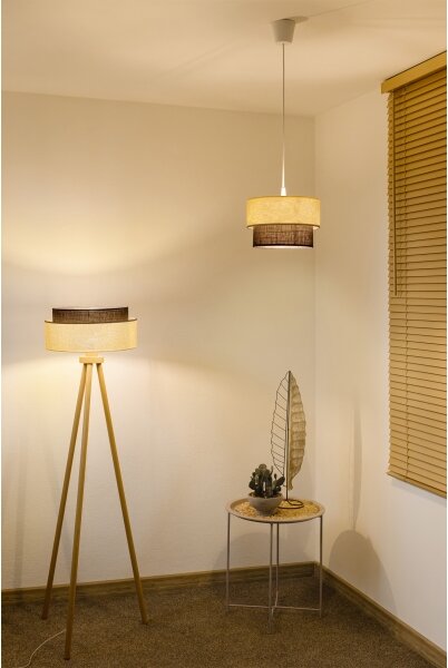 Brilagi - LED полилей на кабел BOHO стил 1xE27/15W/230V Ø 25 см кремав/кафяв