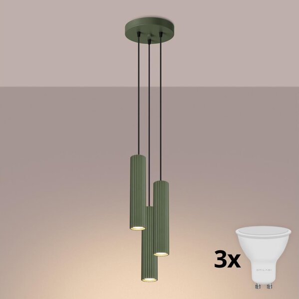 Brilagi - LED полилей на кабел CRESTO 3xGU10/10W/230V зелен