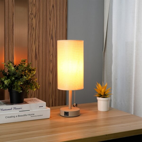 Brilagi - Настолна лампа с USB порт TABLON 1xE27/25W/230V бежова