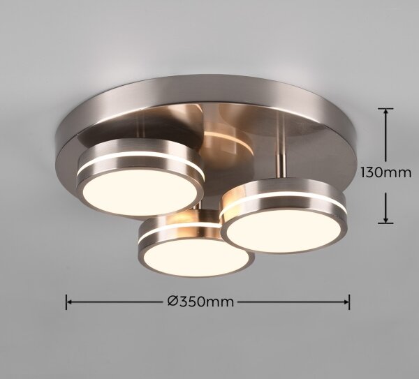 Trio - LED димируемо таванно осветително тяло FRANKLIN 3xLED/8,5W/230V Ø 35 cm хром