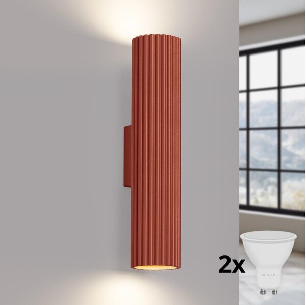 Brilagi - LED стенен аплик CRESTO 2xGU10/10W/230V 30 см червен
