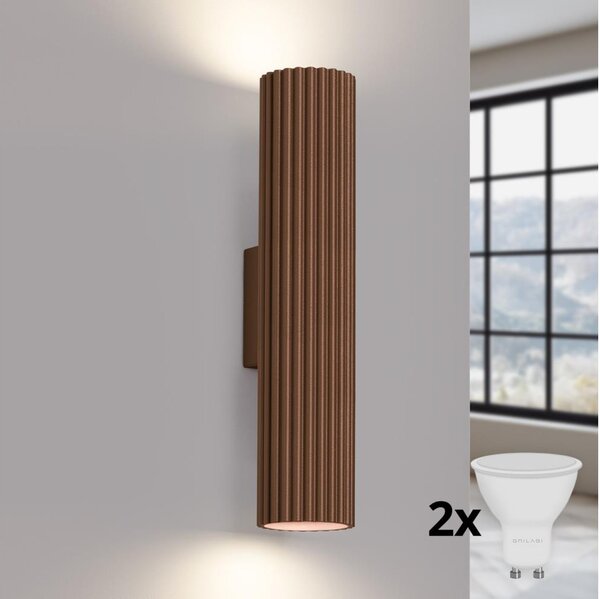 Brilagi - LED аплик CRESTO 2xGU10/10W/230V 30 cm кафяв