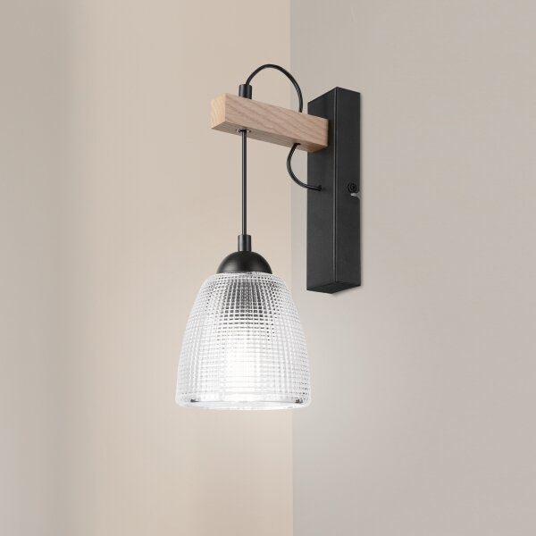 Настенна лампа LEANDRA 1xE27/15W/230V дъб/черно