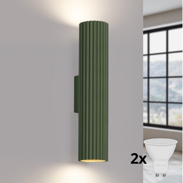 Brilagi - LED стенен аплик CRESTO 2xGU10/10W/230V 30 cm зелен