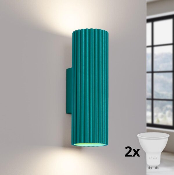 Brilagi - LED стенно осветително тяло CRESTO 2xGU10/10W/230V, 20 см, тюркоазено