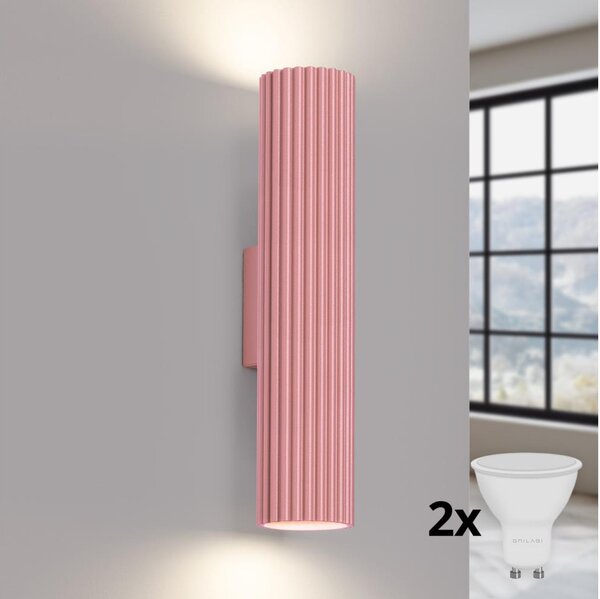 Brilagi - LED стенно осветително тяло CRESTO 2xGU10/10W/230V 30 см розово