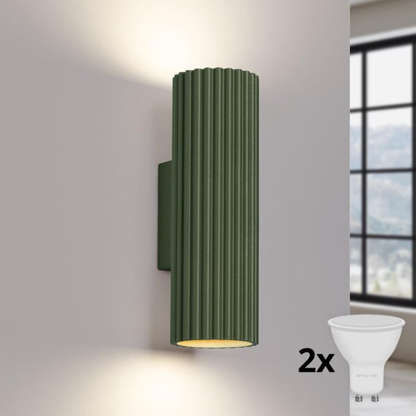 Brilagi - LED стенна лампа CRESTO 2xGU10/10W/230V 20 см зелена