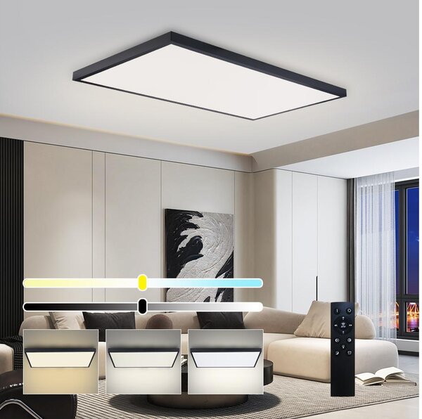Brilagi-LED Димируемо осветително тяло за баня FRAME SMART LED/96W/230V IP44 черно + дистанционно управление