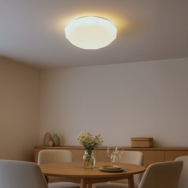 LED плафон HEX, 72W, 230V, 3000–6000K, Ø 50 см, бял, с възможност за димиране + дистанционно управление