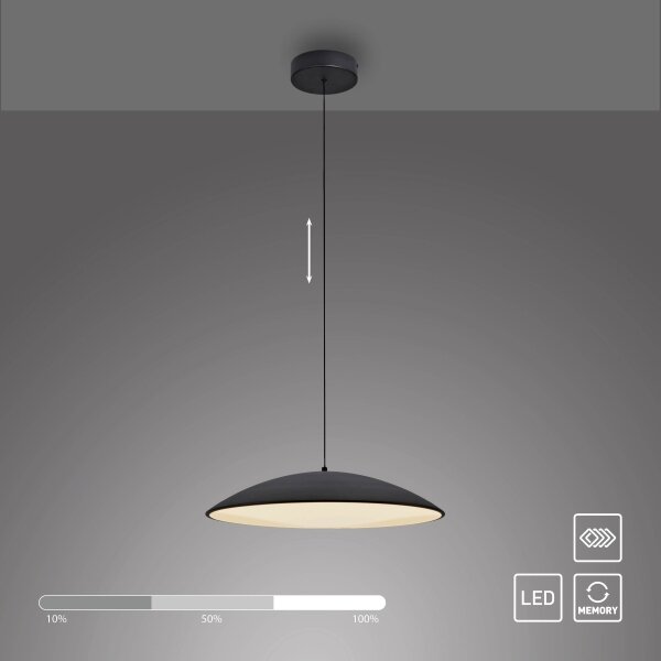 Schöner Wohnen 14607-18-LED с димер висящ полилей на кабел LENTE LED/23W/230V Ø50 см черен