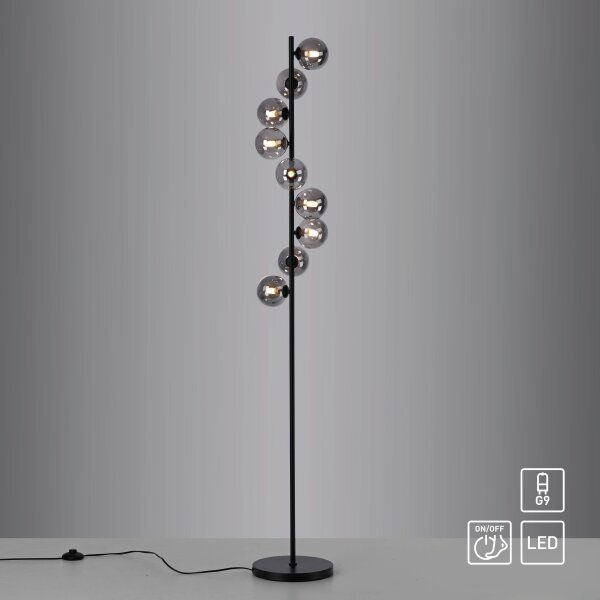 Schöner Wohnen 14506-18 - LED подова лампа DUBAI 9xG9/3W/230V черна/опушена