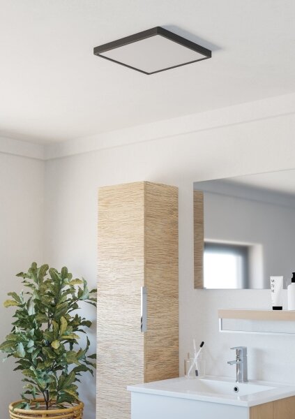Eglo 901331 - Таванно LED осветително тяло за баня FUEVA, 13W/230V, 29x29 см, IP44, черно