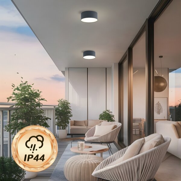 Brilagi - LED плафон за баня FORIS LED/20W/230V Ø 15 см антрацит IP44