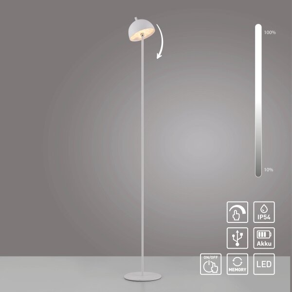 Schöner Wohnen 19245-16 - Димируема LED подова лампа BELLIS LED/2,5W/5V IP54 бяла