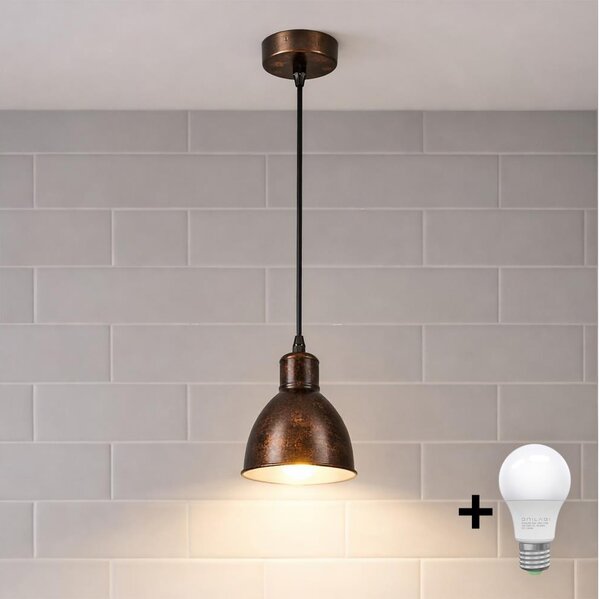 Brilagi - LED полилей на кабел RIDDY 1xE27/60W/230V меден/патина