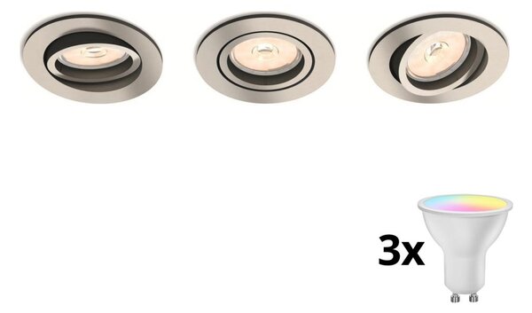 Philips 50393/17/PN – комплект 3x LED RGBW димируеми вградени осветителни тела 1xGU10/4,8W/230V хром + дистанционно управление