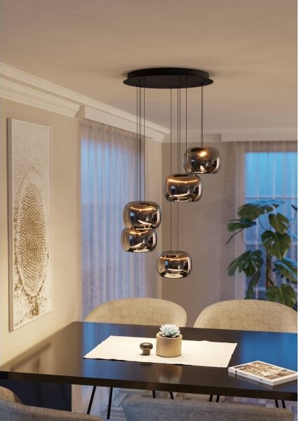 Eglo 390434 - димируем LED полилей на кабел HORTUNAS 5xLED/5,8W/230V черен/опушен