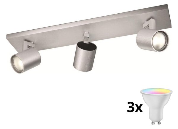 Philips 53093/48/12 - LED RGBW димируемо точково осветително тяло RUNNER 3xGU10/4,8W/230V хром + дистанционно управление