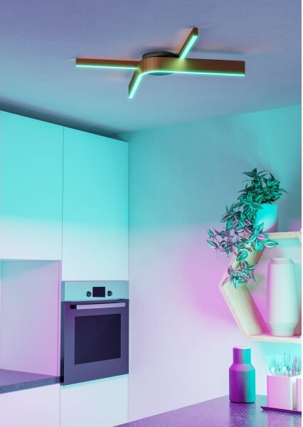 Eglo 901863 - LED RGBW димируемо таванно осветително тяло FOLCINO-Z 2xLED/18W/230V медно/черно