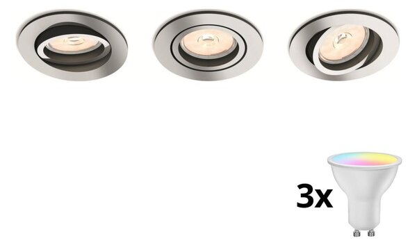 Philips 50393/11/PN-komplekt 3x LED RGBW димируеми вградени таванни осветителни тела 1xGU10/4,8W/230V хром+дистанционно управление