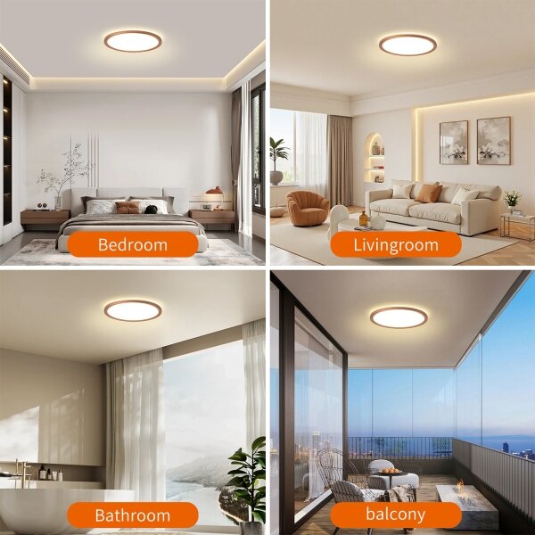 Brilagi - ултратънък LED плафон за баня, 12 W, 230 V, Ø 22,5 см, розово злато, IP54